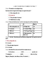 Bộ câu hỏi trắc nghiệm và tự luận môn Âm nhạc Lớp 7